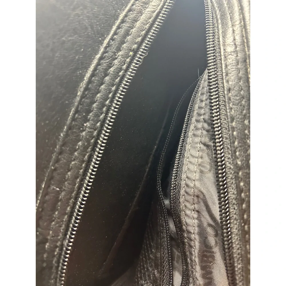 Ambico Black Faux Leather Camera Bag Padded Shoulder Strap Multi-Pocket Vintage